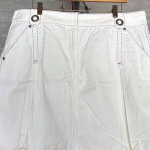 White Pleated Skirt with Button Details